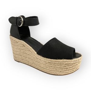 Marc Fisher LTD Black Alita Platform Wedge Espadrille Sandal 11M